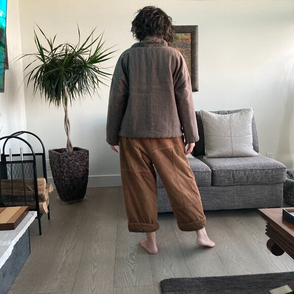 100% Linen Cotton Unique Padded (Quilted) Top, OS, Coffee - Picture 10 of 10